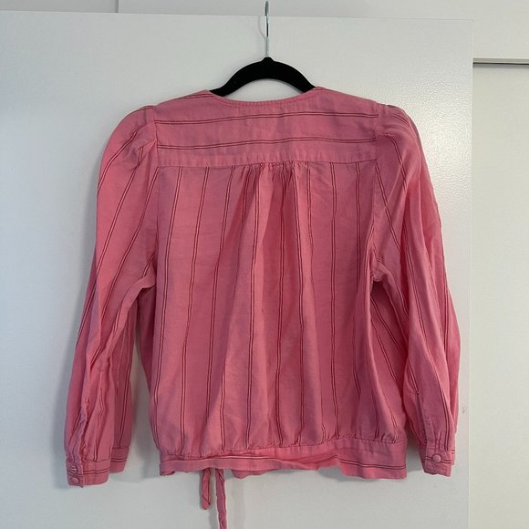 Madewell Wrap Top in Cecilia Stripe Pink, Size M - Picture 6 of 12
